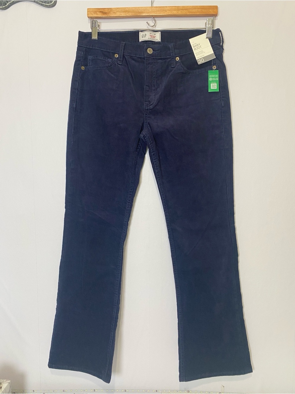 GAP Baby Boot Mid Rise Corduroy Boot Cut Jeans Stretch Size 30 Women's Blue NWT